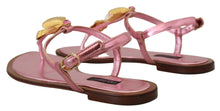 Load image into Gallery viewer, Dolce &amp; Gabbana Chic Pink Leather Sandals with Exquisite Embellishment
