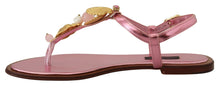 Load image into Gallery viewer, Dolce &amp; Gabbana Chic Pink Leather Sandals with Exquisite Embellishment
