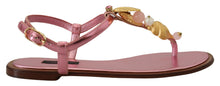 Load image into Gallery viewer, Dolce &amp; Gabbana Chic Pink Leather Sandals with Exquisite Embellishment
