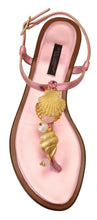 Load image into Gallery viewer, Dolce &amp; Gabbana Chic Pink Leather Sandals with Exquisite Embellishment
