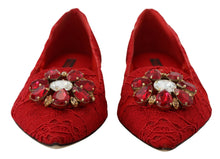 Load image into Gallery viewer, Dolce &amp; Gabbana Red Taormina Crystals Loafers Flats Shoes
