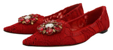 Load image into Gallery viewer, Dolce &amp; Gabbana Red Taormina Crystals Loafers Flats Shoes
