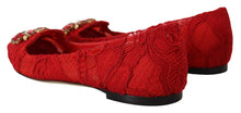 Load image into Gallery viewer, Dolce &amp; Gabbana Red Taormina Crystals Loafers Flats Shoes
