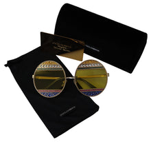 Load image into Gallery viewer, Dolce &amp; Gabbana Crystal Embellished Gold Oval Sunglasses
