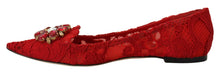 Load image into Gallery viewer, Dolce &amp; Gabbana Red Taormina Crystals Loafers Flats Shoes
