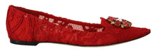 Load image into Gallery viewer, Dolce &amp; Gabbana Red Taormina Crystals Loafers Flats Shoes
