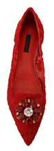 Load image into Gallery viewer, Dolce &amp; Gabbana Red Taormina Crystals Loafers Flats Shoes
