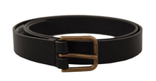 Load image into Gallery viewer, Dolce &amp; Gabbana Elegant Black Leather Belt with Metal Buckle
