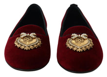 Load image into Gallery viewer, Dolce &amp; Gabbana Bordeaux Velvet Slip-On Loafers Flats Shoes
