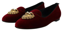 Load image into Gallery viewer, Dolce &amp; Gabbana Bordeaux Velvet Slip-On Loafers Flats Shoes
