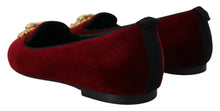 Load image into Gallery viewer, Dolce &amp; Gabbana Bordeaux Velvet Slip-On Loafers Flats Shoes
