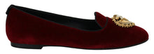 Load image into Gallery viewer, Dolce &amp; Gabbana Bordeaux Velvet Slip-On Loafers Flats Shoes
