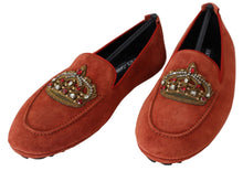 Load image into Gallery viewer, Dolce &amp; Gabbana Opulent Orange Leather Loafers with Gold Embroidery
