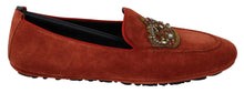 Load image into Gallery viewer, Dolce &amp; Gabbana Opulent Orange Leather Loafers with Gold Embroidery
