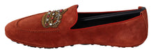 Load image into Gallery viewer, Dolce &amp; Gabbana Opulent Orange Leather Loafers with Gold Embroidery
