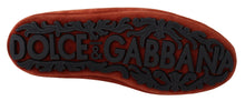 Load image into Gallery viewer, Dolce &amp; Gabbana Opulent Orange Leather Loafers with Gold Embroidery
