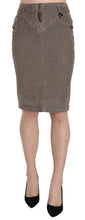 Load image into Gallery viewer, Just Cavalli Chic Gray Pencil Skirt with Logo Details
