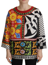 Load image into Gallery viewer, Dolce &amp; Gabbana Silk Baroque Floral Round Neck Blouse
