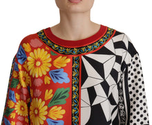 Load image into Gallery viewer, Dolce &amp; Gabbana Silk Baroque Floral Round Neck Blouse
