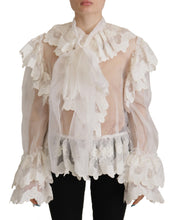Load image into Gallery viewer, Dolce &amp; Gabbana Elegant White Lace Silk-Cotton Top
