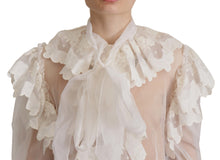 Load image into Gallery viewer, Dolce &amp; Gabbana Elegant White Lace Silk-Cotton Top
