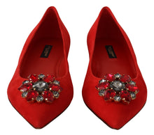 Load image into Gallery viewer, Dolce &amp; Gabbana Crystal Embellished Red Suede Flats
