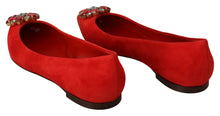 Load image into Gallery viewer, Dolce &amp; Gabbana Crystal Embellished Red Suede Flats
