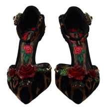 Load image into Gallery viewer, Dolce &amp; Gabbana Brown Embellished Leopard Print Heels Shoes
