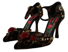 Load image into Gallery viewer, Dolce &amp; Gabbana Brown Embellished Leopard Print Heels Shoes
