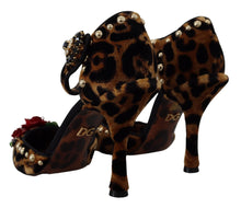 Load image into Gallery viewer, Dolce &amp; Gabbana Brown Embellished Leopard Print Heels Shoes
