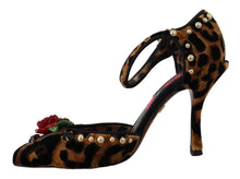 Load image into Gallery viewer, Dolce &amp; Gabbana Brown Embellished Leopard Print Heels Shoes
