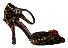 Load image into Gallery viewer, Dolce &amp; Gabbana Brown Embellished Leopard Print Heels Shoes
