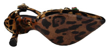 Load image into Gallery viewer, Dolce &amp; Gabbana Brown Embellished Leopard Print Heels Shoes
