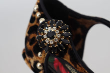 Load image into Gallery viewer, Dolce &amp; Gabbana Brown Embellished Leopard Print Heels Shoes
