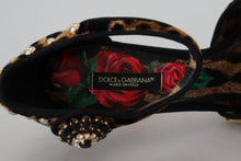 Load image into Gallery viewer, Dolce &amp; Gabbana Brown Embellished Leopard Print Heels Shoes
