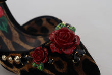 Load image into Gallery viewer, Dolce &amp; Gabbana Brown Embellished Leopard Print Heels Shoes
