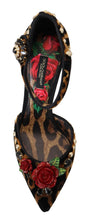 Load image into Gallery viewer, Dolce &amp; Gabbana Brown Embellished Leopard Print Heels Shoes
