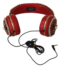 Load image into Gallery viewer, Dolce &amp; Gabbana Exquisite Red Crystal Leather Headphones
