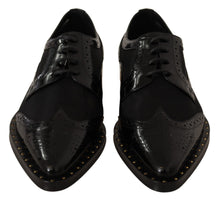 Load image into Gallery viewer, Dolce &amp; Gabbana Elegant Gold-Trimmed Black Oxford Lace-Ups
