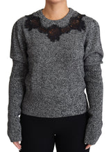 Load image into Gallery viewer, Dolce &amp; Gabbana Elegant Grey Cashmere Lace-Trim Sweater
