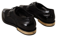 Load image into Gallery viewer, Dolce &amp; Gabbana Elegant Gold-Trimmed Black Oxford Lace-Ups
