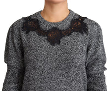 Load image into Gallery viewer, Dolce &amp; Gabbana Elegant Grey Cashmere Lace-Trim Sweater
