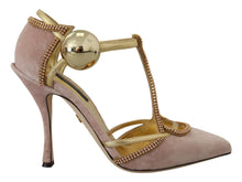 Load image into Gallery viewer, Dolce &amp; Gabbana Pink Crystal T-strap Heels Pumps Shoes
