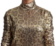 Load image into Gallery viewer, Dolce &amp; Gabbana Sequined Turtleneck Full Zip Sweater in Brown
