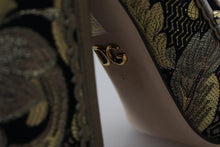 Load image into Gallery viewer, Dolce &amp; Gabbana Gold Crystal Square Toe Brocade Pumps Shoes
