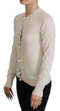 Load image into Gallery viewer, Dolce &amp; Gabbana White Silk Knit Rose Button Cardigan Sweater
