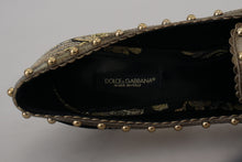 Load image into Gallery viewer, Dolce &amp; Gabbana Gold Crystal Square Toe Brocade Pumps Shoes
