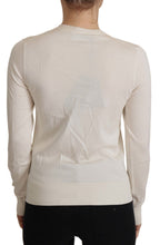 Load image into Gallery viewer, Dolce &amp; Gabbana White Silk Knit Rose Button Cardigan Sweater
