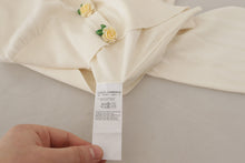 Load image into Gallery viewer, Dolce &amp; Gabbana White Silk Knit Rose Button Cardigan Sweater
