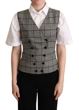 Load image into Gallery viewer, Dolce &amp; Gabbana Elegant Checkered Gray Silk Blend Vest
